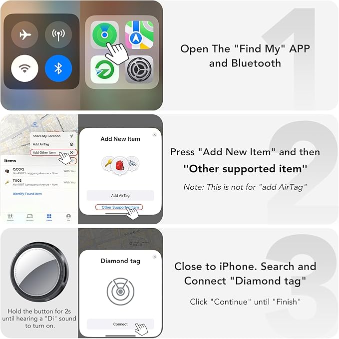 Air Tracker Tags-4 Pack Black | Bluetooth Tracker Work with Apple Find My (iOS Only), Smart Tag with Protective Case/Keychain/Lanyard, Item Finder for Luggage/Key/Suitcase, Replaceable Battery