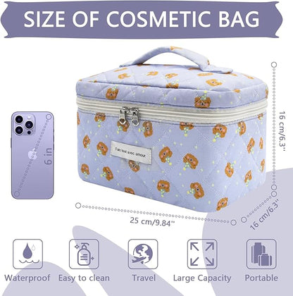 Large Makeup Bag, Cute Cosmetic Bag for Women Girls, Floral Coquette Aesthetic Toiletry Bag, Travel Make Up Organizer Bag (Sheep Print）