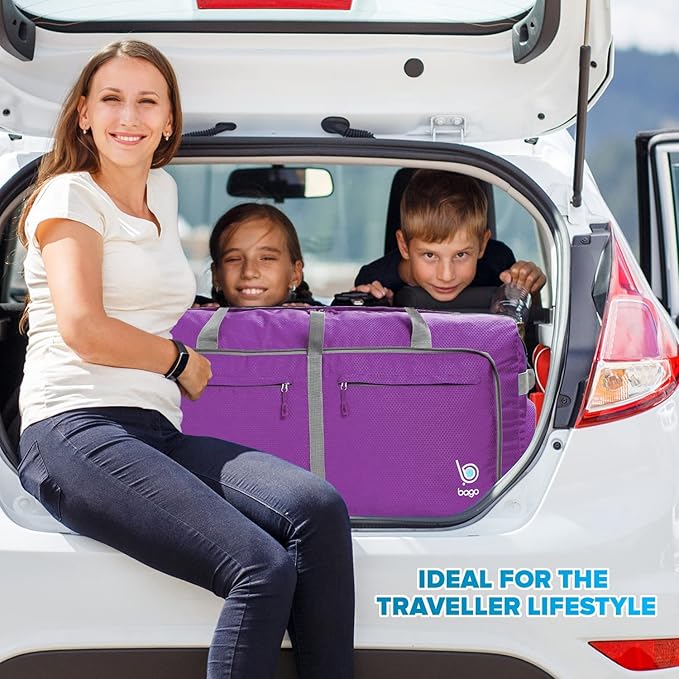 Bago Rolling Duffle Bag with Wheels - 30" 100L Foldable Weekender Bag, Waterproof Travel Duffel Bag, Heavy Duty lightWeight Duffle Bag for Traveling, Rolling Duffel Bag with Wheels (Purple2023)