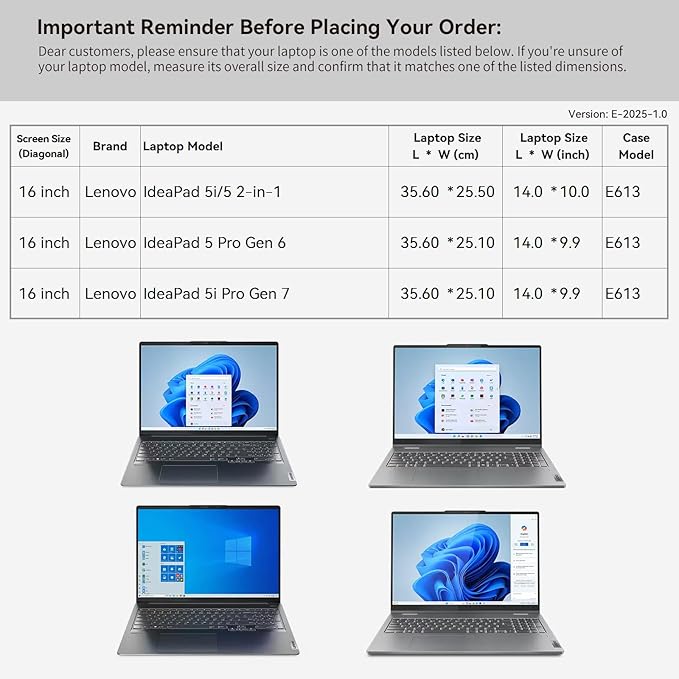 Smatree 16 inch Laptop Sleeve for Lenovo IdeaPad 5/5i 2-in-1, for IdeaPad 5 Pro Gen 6/IdeaPad 5i Pro Gen 7 Laptop Bag with Accessory Pocket, YKK Zipper, Patented Shockproof Design (E613)