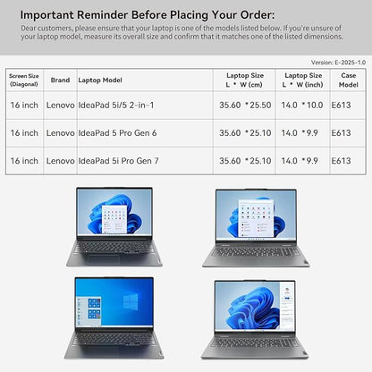 Smatree 16 inch Laptop Sleeve for Lenovo IdeaPad 5/5i 2-in-1, for IdeaPad 5 Pro Gen 6/IdeaPad 5i Pro Gen 7 Laptop Bag with Accessory Pocket, YKK Zipper, Patented Shockproof Design (E613)