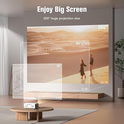 AuKing Projector, 2025 Upgraded Mini Projector, Full HD 1080P Home Theater Video Projector, Compatible with HDMI/USB/AV/Smartphone/TV Box/Laptop