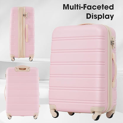 Merax Luggage Sets 2 Piece Suitcase Set 20/28 IN,Carry on Luggage and Travel Bag TSA Lock Expandable,Hard Case Luggage with Spinner Wheels,White Pink