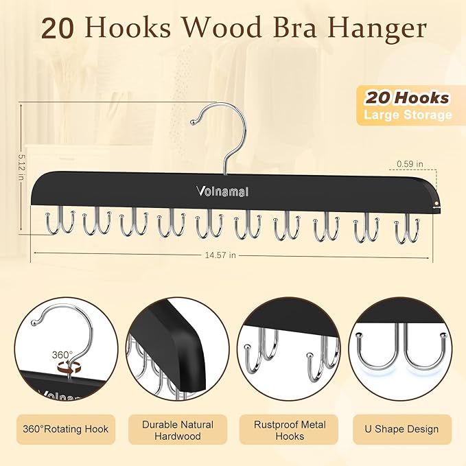 2 Pack Legging Organizer& Bra Hanger, 2 in 1 Space Saving Hanger Max 30 Leggings & Bras Capacity for Closet Organizers and Storage, Metal Yoga Pant Hangers& Foldable Wood Tank Top Organizer