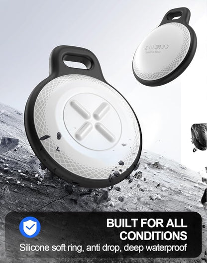 QNCZ Key Tracker, Air Tags-2 Pack, Luggage Tracker Works with Apple Find My (iOS only), Water-Resistant, GPS Tracker Tags for Wallet, Luggage, Keys, Backpack, Black