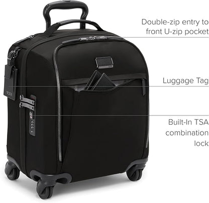 TUMI - Voyageur Leger 4 Wheeled Luggage - Women's Lightweight and Spacious, Sleek Silhouette, Durable Premium Suitcase - 16" Compact Carry-On, Black with Gunmetal Hardware