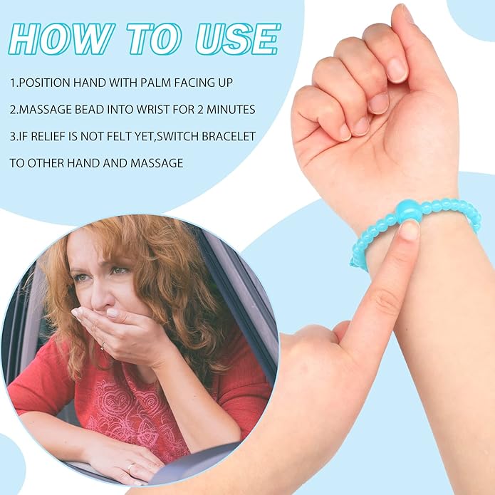 Sureio 6 Pcs Motion Sickness Bands Bracelet Anti Nausea Adjustable Wristband for Cruise Ship Essentials Seasickness Adult