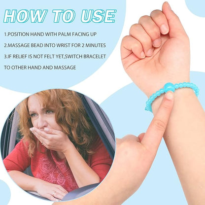 Sureio 6 Pcs Motion Sickness Bands Bracelet Anti Nausea Adjustable Wristband for Cruise Ship Essentials Seasickness Adult