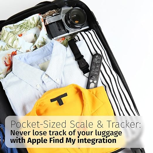 SLIDE INNOVATIONS Digital Luggage Scale, Compatible with Apple Find My (iOS), Suitcase Weight Scale and Tracker, Luggage Weighing Scale with 110-Pound Weight-Indicator Limit, Travel Accessory