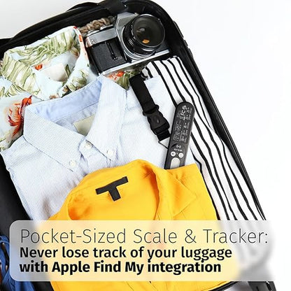 SLIDE INNOVATIONS Digital Luggage Scale, Compatible with Apple Find My (iOS), Suitcase Weight Scale and Tracker, Luggage Weighing Scale with 110-Pound Weight-Indicator Limit, Travel Accessory