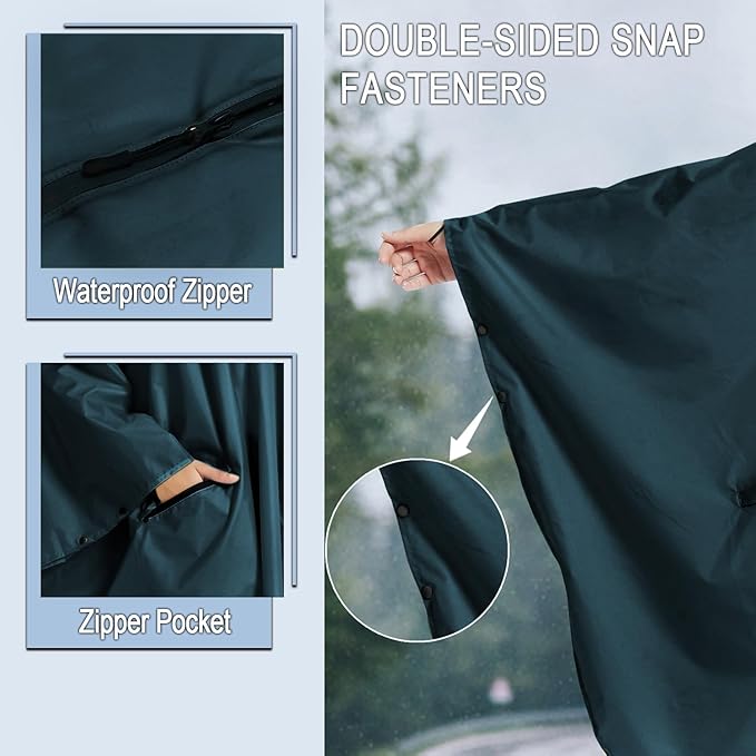 Fashion Hooded Rain Poncho Waterproof Raincoat Jacket with pocket for Women/Men/Adult