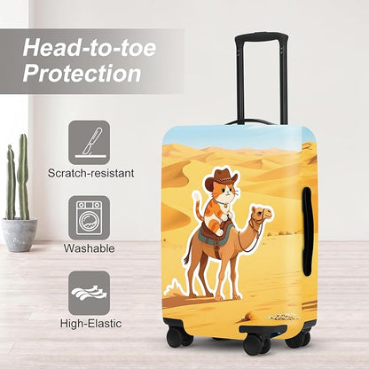 Desert Adventure Luggage Protector, Washable Suitcase Cover with Cowboy Camel Scene Anti-scratch for 28",30" Bag