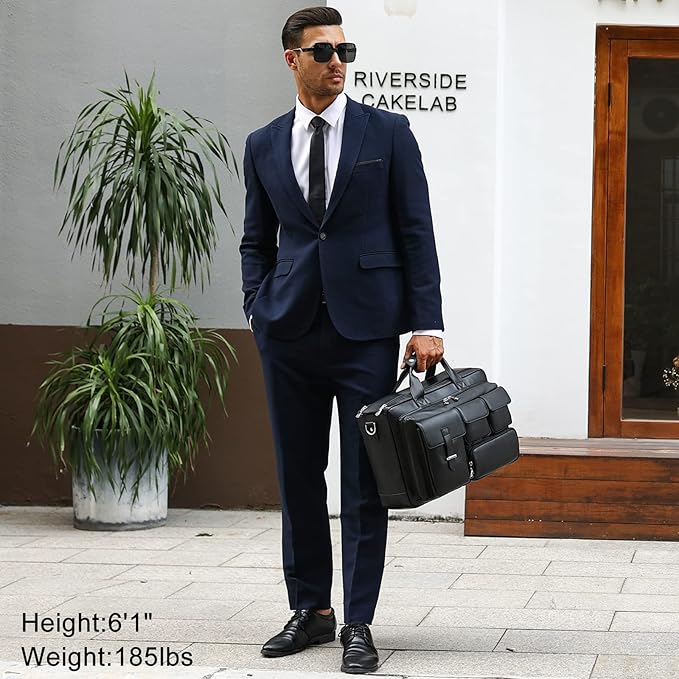 TIDING Full Grain Leather Briefcase For Men 17 Inch Laptop Case Business Travel Office Messenger Shoulder Bag