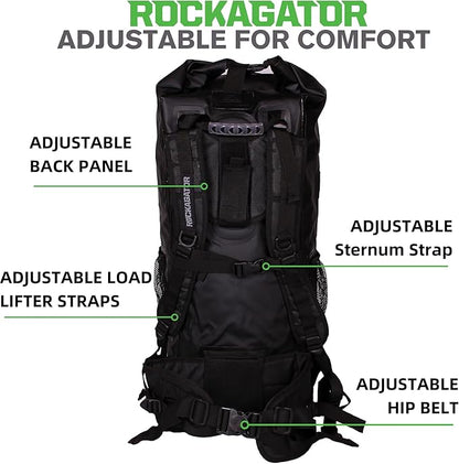 Rockagator Kanarra 90L Waterproof Backpack for Camping, Hiking, Mountaineering, Backpacking, Hunting, Fishing, Canoeing, Outdoor Activities, The Wet Outdoors - Large Capacity, Roll Top Closure, Camo