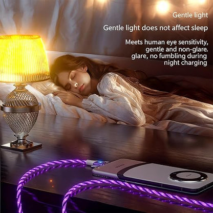 USB Cable PD Fast Charger Lighted Up(USB 6IN1 Starry Purple) Mobile Phone Data Cable,Fast Charging Cable,TPE Material,Compatible with Almost All Devices.