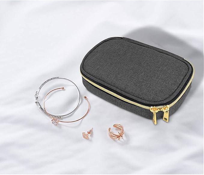 Teamoy Small Jewelry Travel Case, Portable Jewelry Organizer Bag for Earrings, Necklace, Rings and More, Small, Black-(Bag Only)