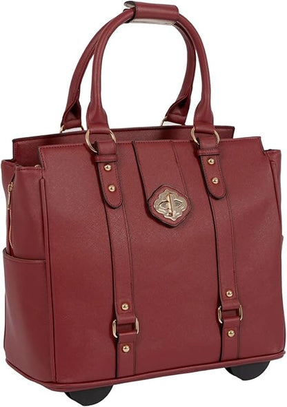 JKM & Company Rolling Laptop Bag for Women | Designer Wheeled Briefcase | Fits 13-17" Laptops | Office Travel Computer Case