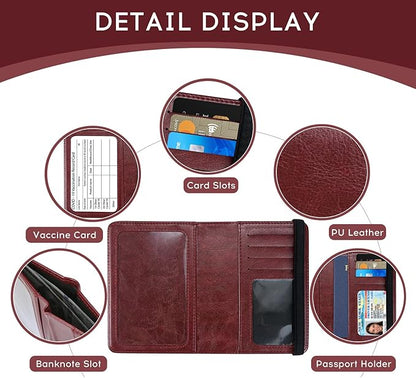 ILIYAH-Passport Cover-Passport Holder for Travel Women/Men Passport Wallet Case Travel Accessories Card Holder Wallet Unisex Travel Gifts(Burgundy)