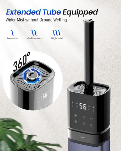 Smart Humidifier Large Room, 2.1Gal/8L Humidifiers for Bedroom with Extended Tube&Night Light, Whole House Cool Mist Humidifiers, WIFI App&Voice Control, School/Office/Warehouse, Dark Blue