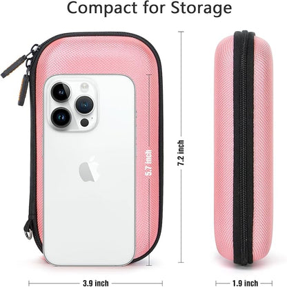 Shockproof Hard EVA Carrying Case for External Hard Drive, Samsung T9, Anker Power Bank, Cell Phone - Portable Small Electronic Accessories Organizer Zipper Kawaii Travel Pouch - Light Pink