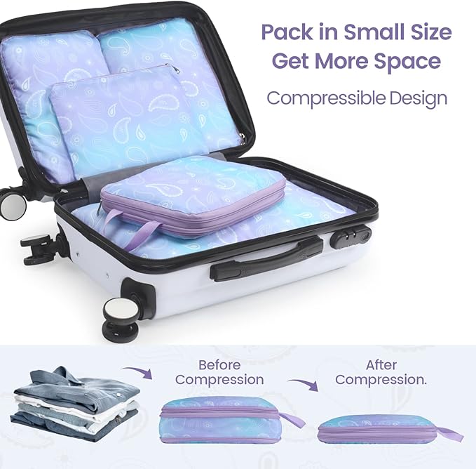 Cambond Compression Packing Cubes for Travel Women - Expandable Travel Bags Luggage Organizers Travel Essentials Compression Cubes for Travel Carry on Suitcases Organizer