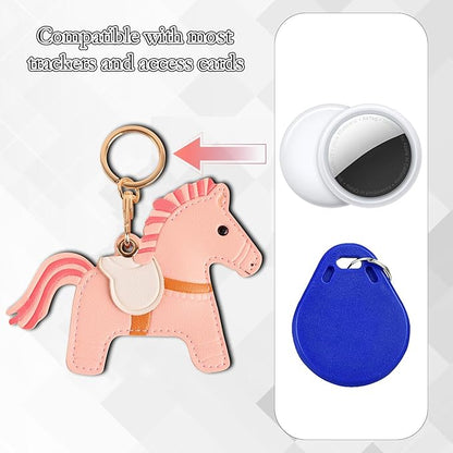 Leather Keychain Case Holder Compatible with Apple AirTag, GPS Airtag Keychain Finder Tracker with Key Ring, Anti-Scratch Protective Air Tag Cover