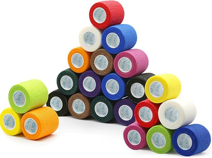OK TAPE Self Adherent Cohesive Bandages Wrap 24Packs, Non-Woven Self Adhesive Athletic Sports wrap Tape, Vet Wrap Bandages Tape, for Thumb Finger Wrist Ankle (Mix)