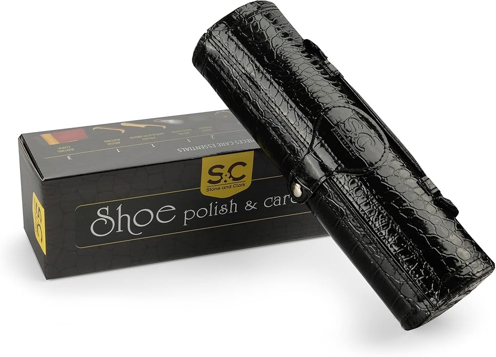 Stone and Clark Leather Shoe Shine Kit - 13 PCS Shoe Polish Kit for Complete Leather Boot Care, Compact & Travel Friendly