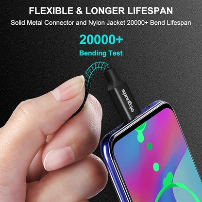 etguuds USB to USB C Cable 1ft, 2-Pack Short USB A to Type C Charger Cord Fast Charging for Samsung Galaxy A17 A16 A15 A26 A36 A56, S25 S24 S23 S22 S21 S20 S10 Note 20, for iPhone 17 16 15, Moto