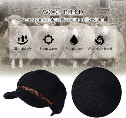 Comhats Wool Fashion Newsboy Hats for Women Winter Warm Pageboy Cabbie Cap Beret