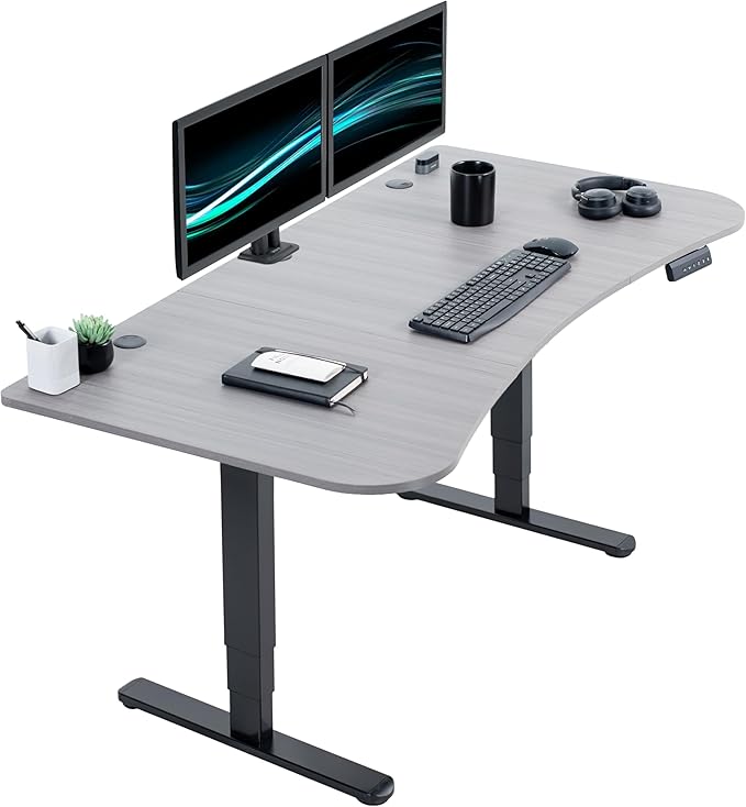 VIVO Electric 63 x 32 in Dual Motor Standing Desk, Memory Height Adjustment, 2B Series, Dark Gray Top Black Frame, DESK-KIT-2B1G