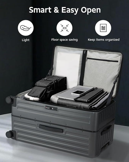 Checked Luggage, Large Suitcase 29 Inch Trunk Luggage with Spinner Wheels, Lightweight ABS+PC Hard Shell with Aluminum Frame, Top Opening, TSA Lock (Grey, 1PC)