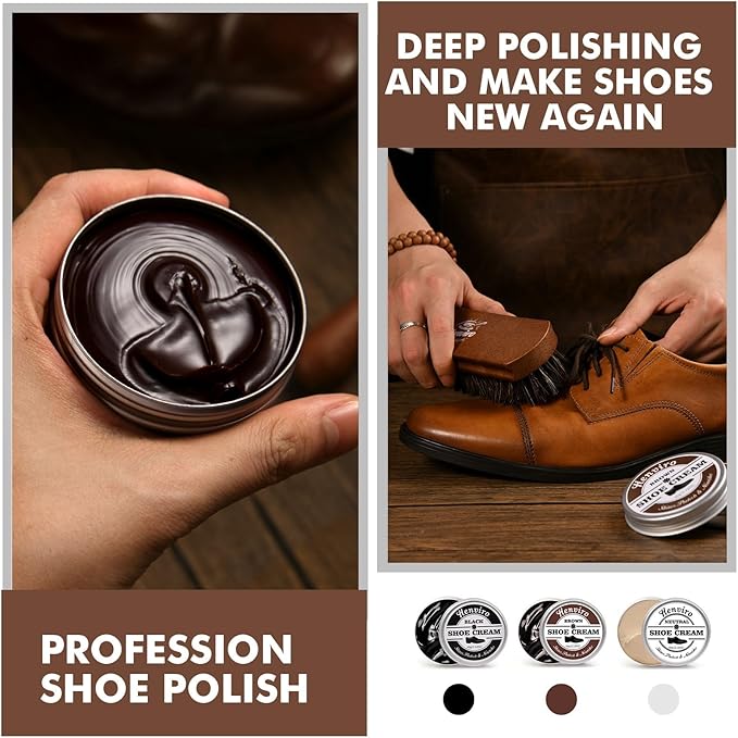 Henviro Leather Shoe Polish Kit - Birthday Gifts for Men, Leather Boot Care Kit, Dad, Shoe Shine Kit, Mens Gifts Idea