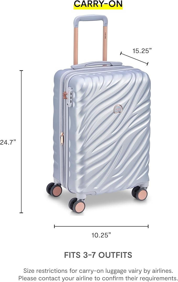 DELSEY PARIS Alexis Durable Luggage Set, Expandable & Lightweight 4-Wheel Spinners, and Easy Grip for Smooth Journeys, TSA-Lock Incorporated, Men and Women, Platinum/Rose Gold, 2-Piece Set (21"/29")