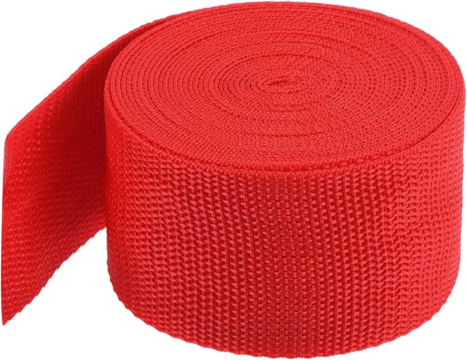 MECCANIXITY Lightweight Polypropylene Webbing Strap 2" 5 Yard Backpack Strapping Band Red for Outdoor Luggage Cargo Straps