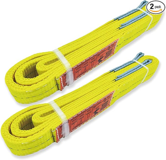 2-Ply Lifting Straps 2”x 6 ft Webbing Sling Tree Saver 2Pack Heavy Duty Web Strap Rigging Moving Towing Hoisting Gear KODIAK STRAPS