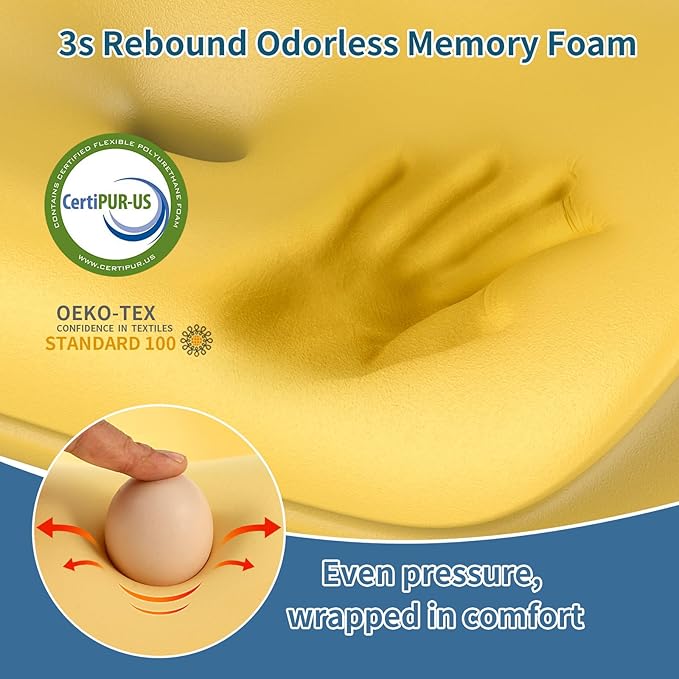 Cervical Neck Pillow - Ergonomic Memory Foam Contour Pillows for Side, Back & Stomach Sleepers, Cervical Pillow for Neck Support Sleeping with Breathable Cover