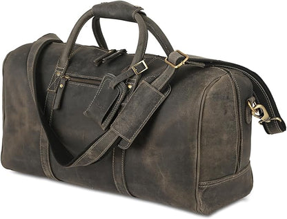 KomalC 24 Inch Leather Duffle Bags for Men and Women Travel Overnight Weekend Bag Sports Gym Duffel for Men