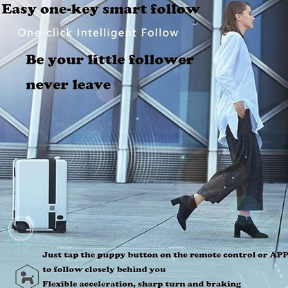 Electric Suitcase That Follows You, Smart Fingerprint Unlock Riding Trolley Case with Mobile Charging, Hardside Luggage with Auto Follow, APP Control (B)