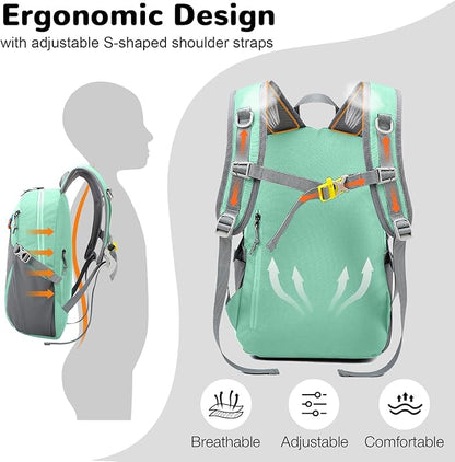 12L Mini Waterproof Hiking Backpack with Padded Strap for Kids, Small Lightweight Travel Backpack for Men Women, Light Green