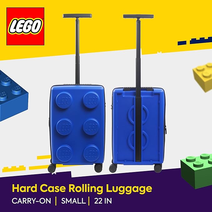 Concept One LEGO 22 Inch Carry On Luggage, Signature Trolley Expandable Hardshell Rolling Suitcase with Spinner Wheels, Blue