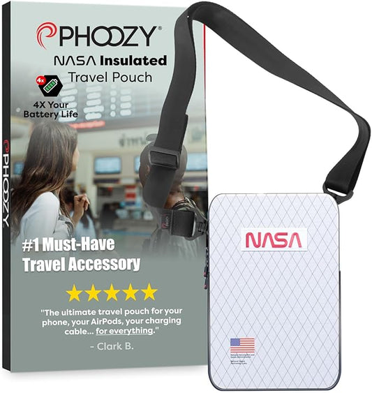 PHOOZY Orion Insulated Tech Bag For Travel - NASA Insulation Protects Your Phone, AirPods and Other Devices. Weatherproof X-Tech Shell with RFID Blocking Pocket for Complete Protection (SPACE WHITE)