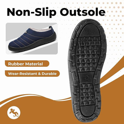 Mishansha Mens Womens House Slippers Warm Fur Lined Winter House Shoes Slip on Cozy Indoor Outdoor Slipper