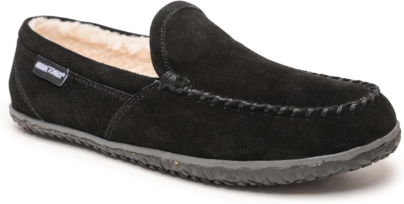 Minnetonka Men's Tilden Moccasin Suede Indoor and Outdoor Slippers