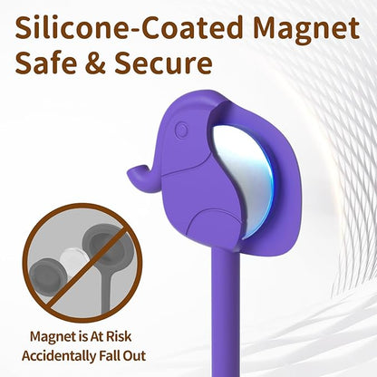 Charming Elephant Magnetic Cable Ties – 24 Pack, Reusable Silicone Cord Organizers for Home & Office, Strong Magnetic Hold, Assorted Colors, Perfect for Cable Organization & Decorative Gift