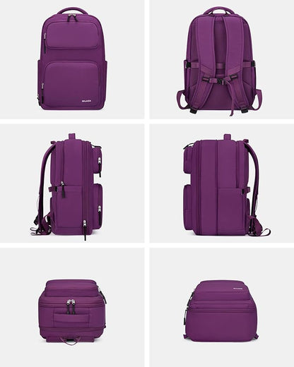 MILADA Expandable Travel Backpack 28L to 39L, TSA-Approved Carry On Backpack with 17 Inch Laptop Compartment, School Business Work Backpack for Men & Women, Purple