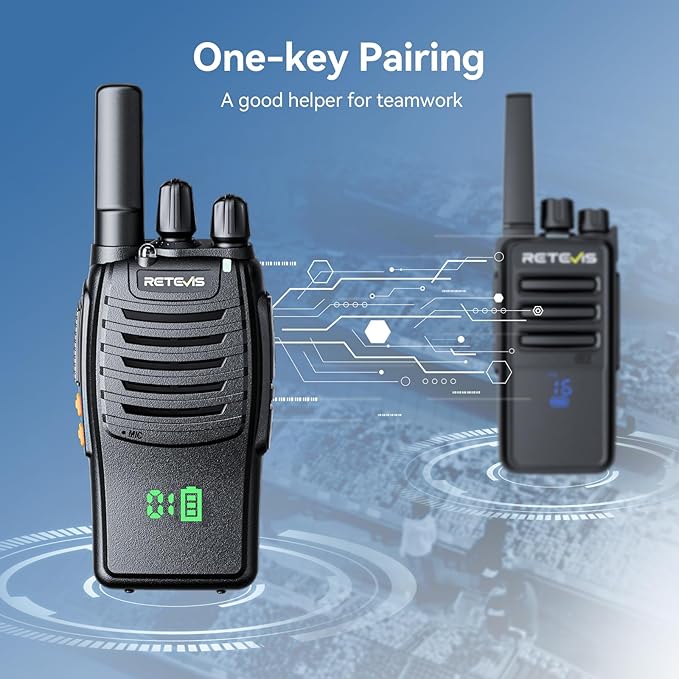Retevis H-777H Walkie Talkies with Earpiece,2 Way Radio Long Range, Hidden Screen,USB-C Charging,Emergency Alarm,Portable FRS Two-way Radios with Base Station for Consumer Services Healthcare(10 Pack)