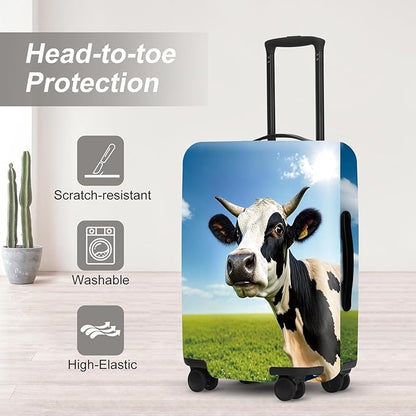 Cow Meadow Luggage Cover, Washable Suitcase Protector Realistic Pastoral Scene Anti-scratch for 28",30"Bag