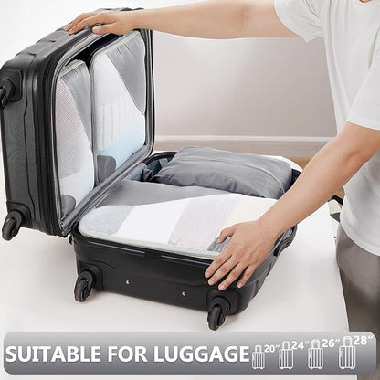 8 Set Packing Cubes for Travel, Anti-Tearing Suitcase Organizer for Luggage with Shoe & Hanging Toiletry Bag,Gifts for Women Mom,OlarHike Vacation Essentials & Accessories for Cruise Ship,Ash