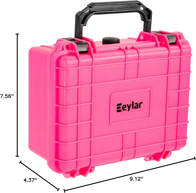 Eylar Protective Camera Hard Case Water & Shock Proof w/Foam, TSA Standards 9.12 inch 7.56 inch 4.37 inch (Pink)
